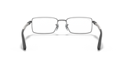 Gunmetal prescription eyewear frames with rectangular lenses, front view