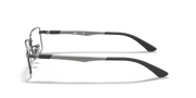 Gunmetal prescription eyewear frames, side profile showing metal temple arms
