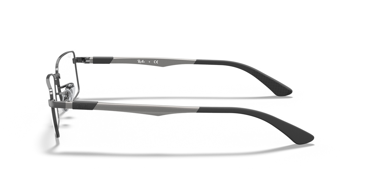 Gunmetal prescription eyewear frames, side profile showing metal temple arms