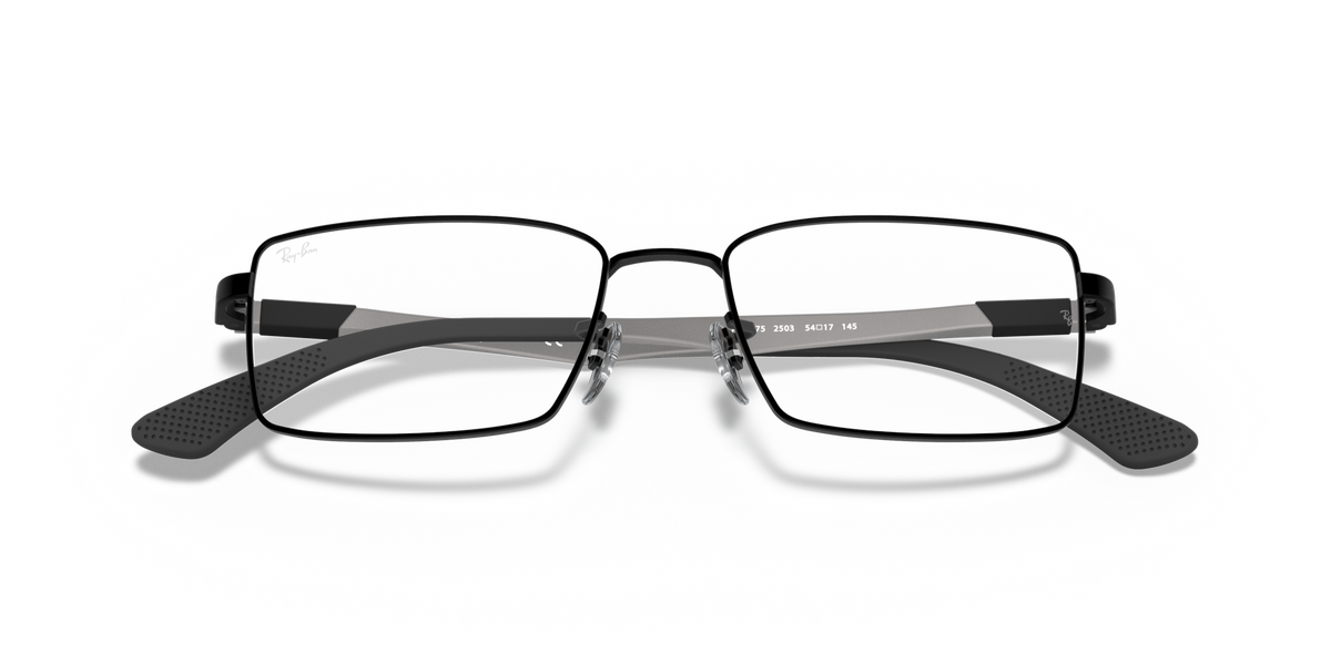 Gunmetal prescription eyewear frames with rectangular lenses, low front angle