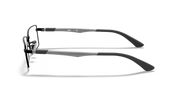 Gunmetal prescription eyewear frames, side profile with curved temple arm
