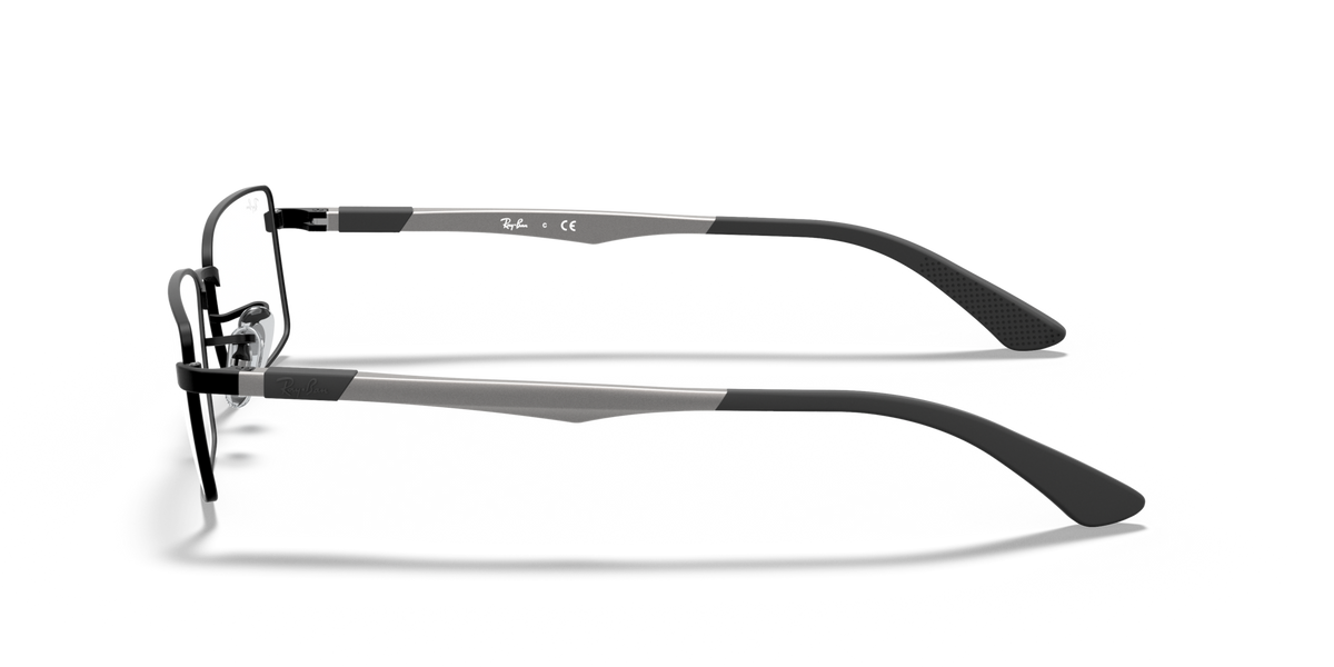 Gunmetal prescription eyewear frames, side profile with curved temple arm