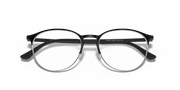 Metal prescription eyewear frames, front view with dark frame and round lenses
