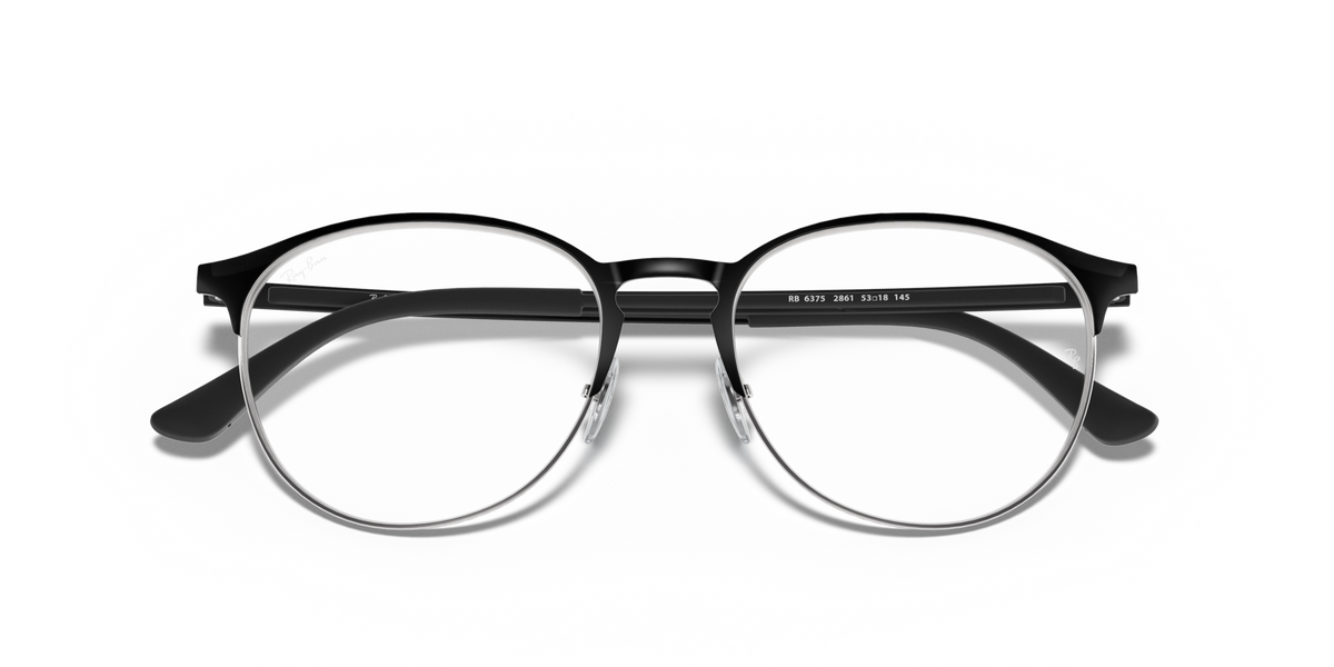 Metal prescription eyewear frames, front view with dark frame and round lenses