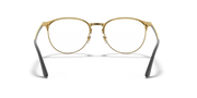 Metal prescription eyewear frames, front view with light gold frame and round lenses
