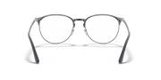 Black round eyeglass frames, front view with curved temple supports