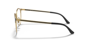 Gold-tone eyeglass frames, side view with metal temple arms