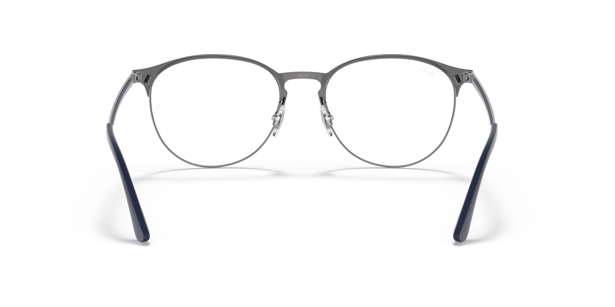 Silver-tone round prescription glasses with black temple accents and nose pads