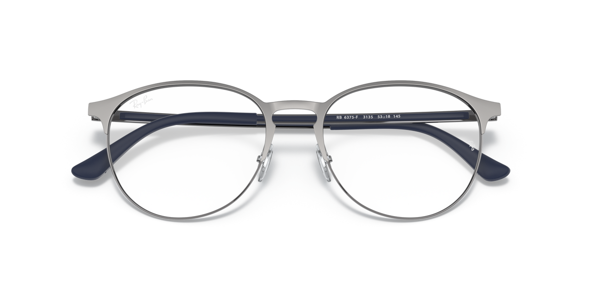 Gunmetal round eyeglass frames with dark top bar and black temple tips