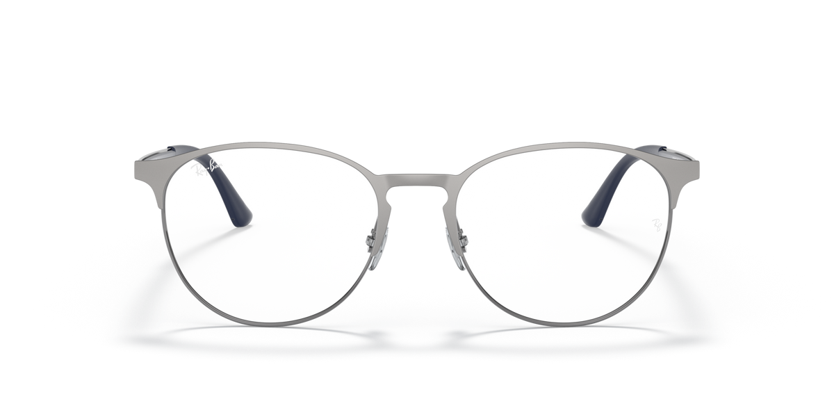 Silver-tone round prescription frames with black temple tips and nose pads