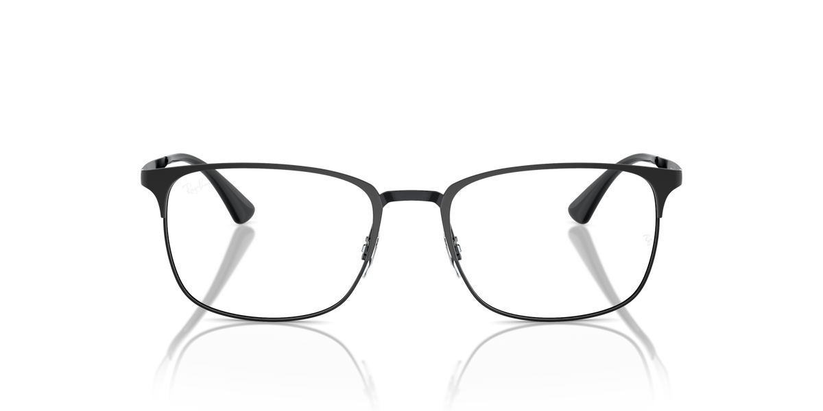 Ray-Ban RX6421 prescription frames, front view; matte black full-rim with clear lenses