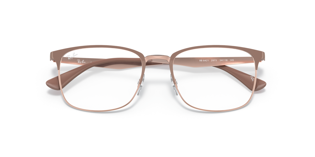 Ray-Ban RX6421 prescription frames, front view; beige frame with copper-tone details