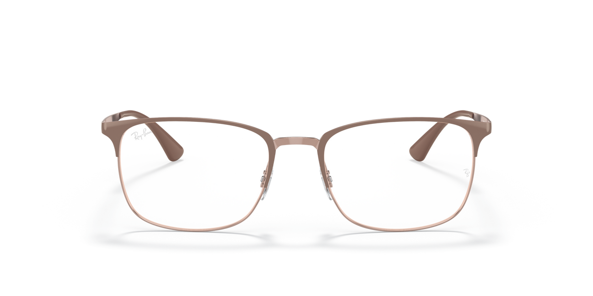 Ray-Ban RX6421 prescription frames, beige with copper-tone temples and full-rim lenses
