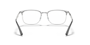 Prescription eyewear frames front view with dark metal frame and silver hinges