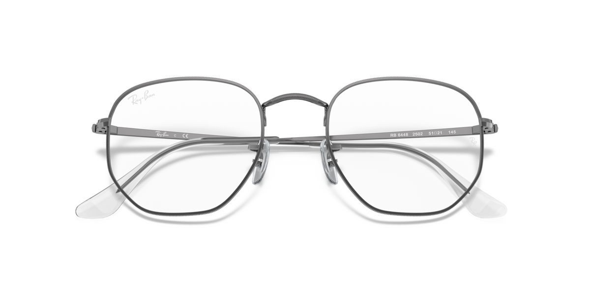 Silver prescription eyewear frames front view with clear lenses and bridge detail