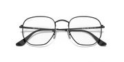 Hexagonal prescription eyewear frames, black full-rim with temple tips
