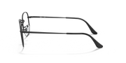Hexagonal prescription eyewear frames, black side profile with metal arms