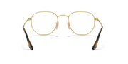 Hexagonal prescription eyewear frames, gold full-rim with low bridge