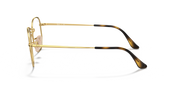 Hexagonal prescription eyewear frames, gold side profile with metal arms