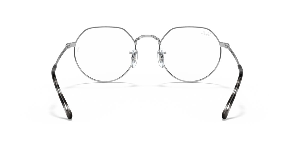 Prescription eyeglass frames, round lenses with silver metal frame and curved temples