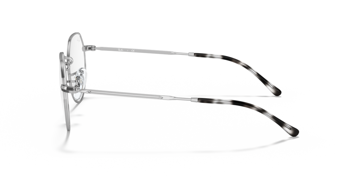 Prescription eyeglass frames, silver metal with curved temple arms and round front