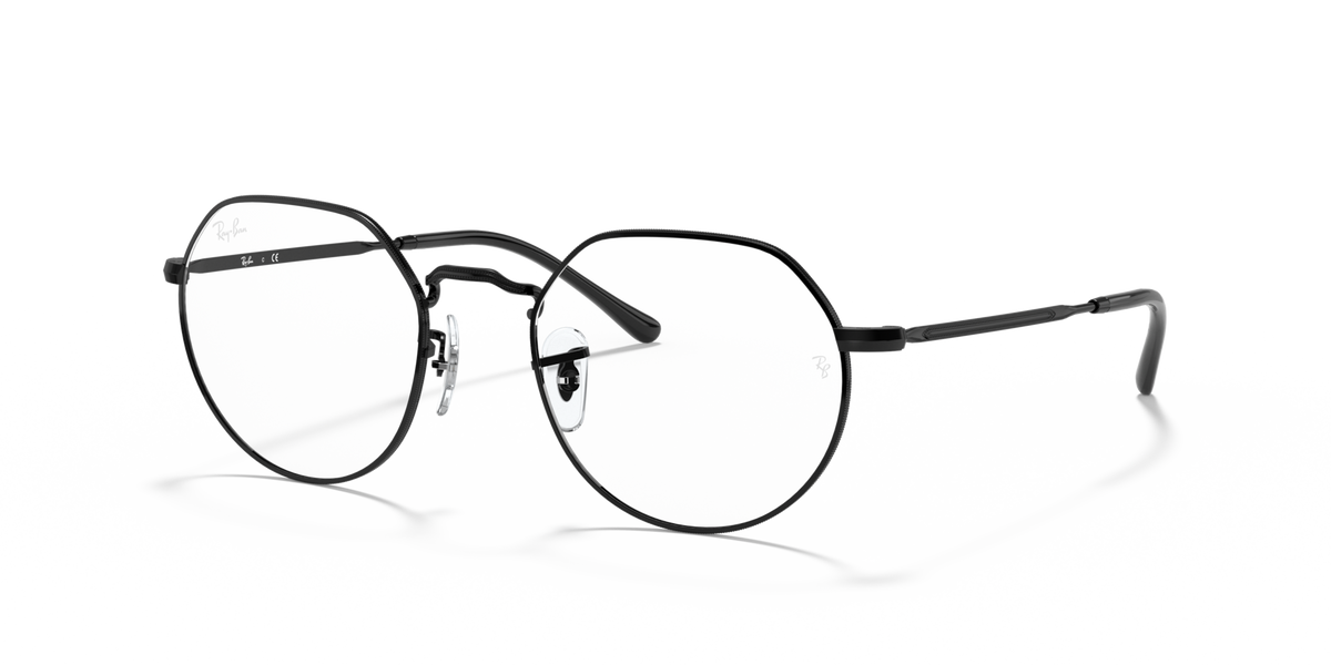 Ray-Ban prescription eyewear frames, round black metal with curved temple arms