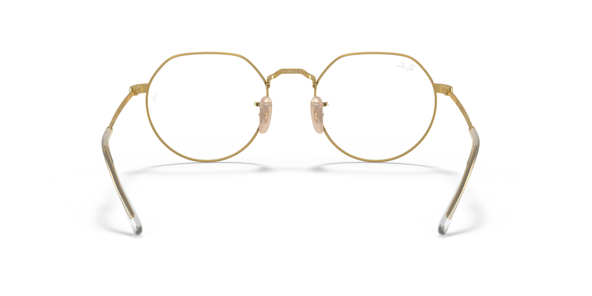 Ray-Ban RX6465 prescription frames, gold round metal, front view with nose bridge