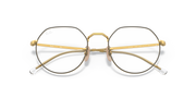 Ray-Ban RX6465 prescription frames, gold round metal, front view with hinge detail
