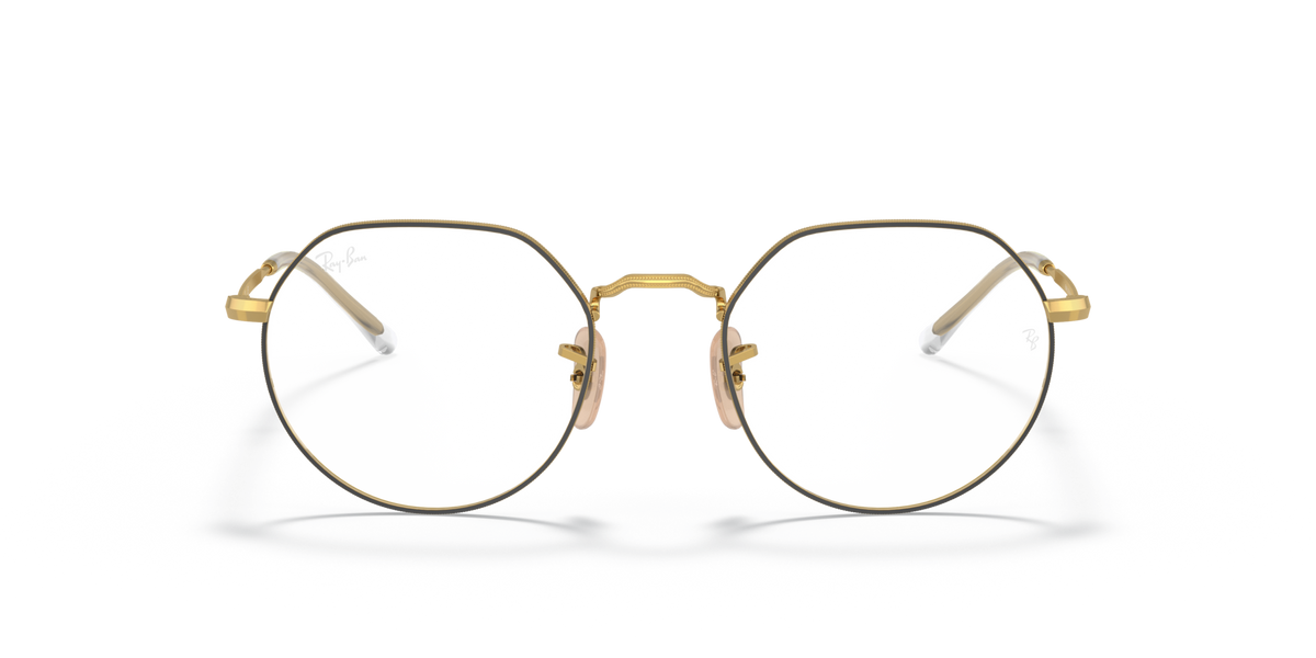 Ray-Ban RX6465 prescription frames, gold round metal, front view from slight distance