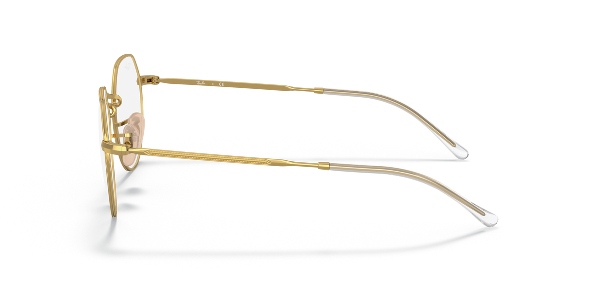 Ray-Ban RX6465 prescription frames, gold round metal, left side profile