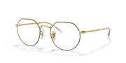 Ray-Ban RX6465 prescription frames, gold round metal, angled front view with temples