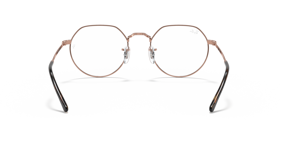 Round eyeglass frames with rose-gold tone metal and dark tortoise-style temples.