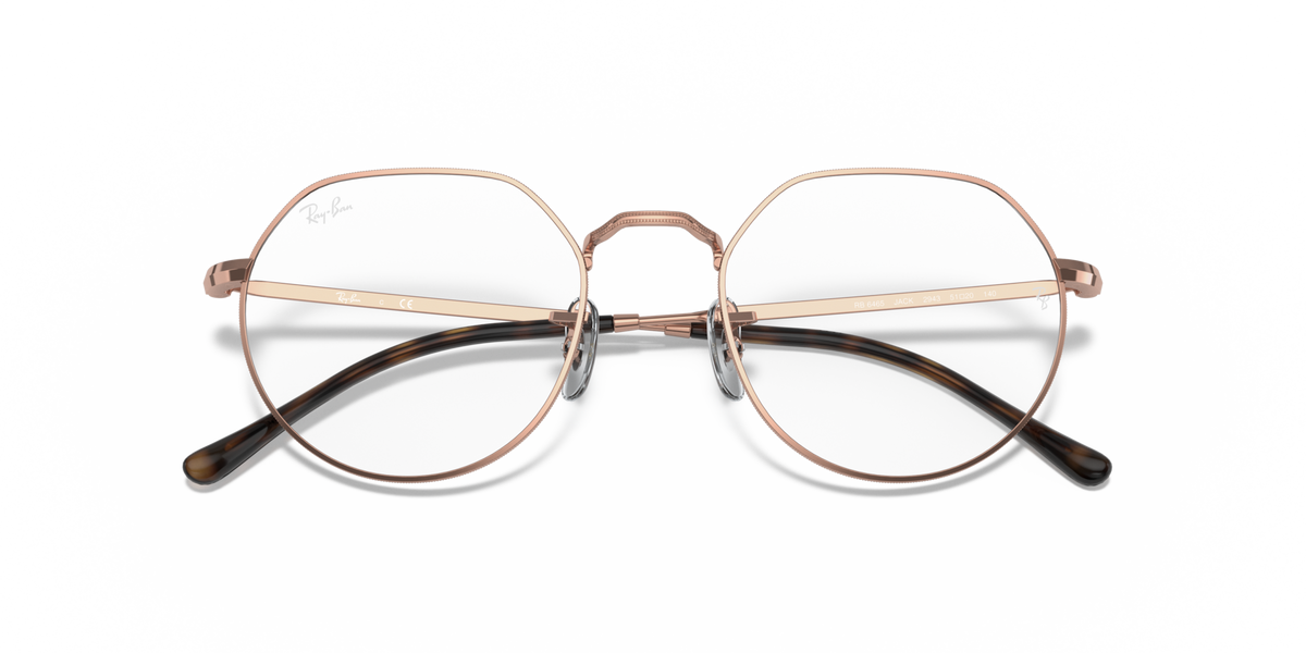 Round eyeglass frames in rose-gold tone metal with dark gradient temples.