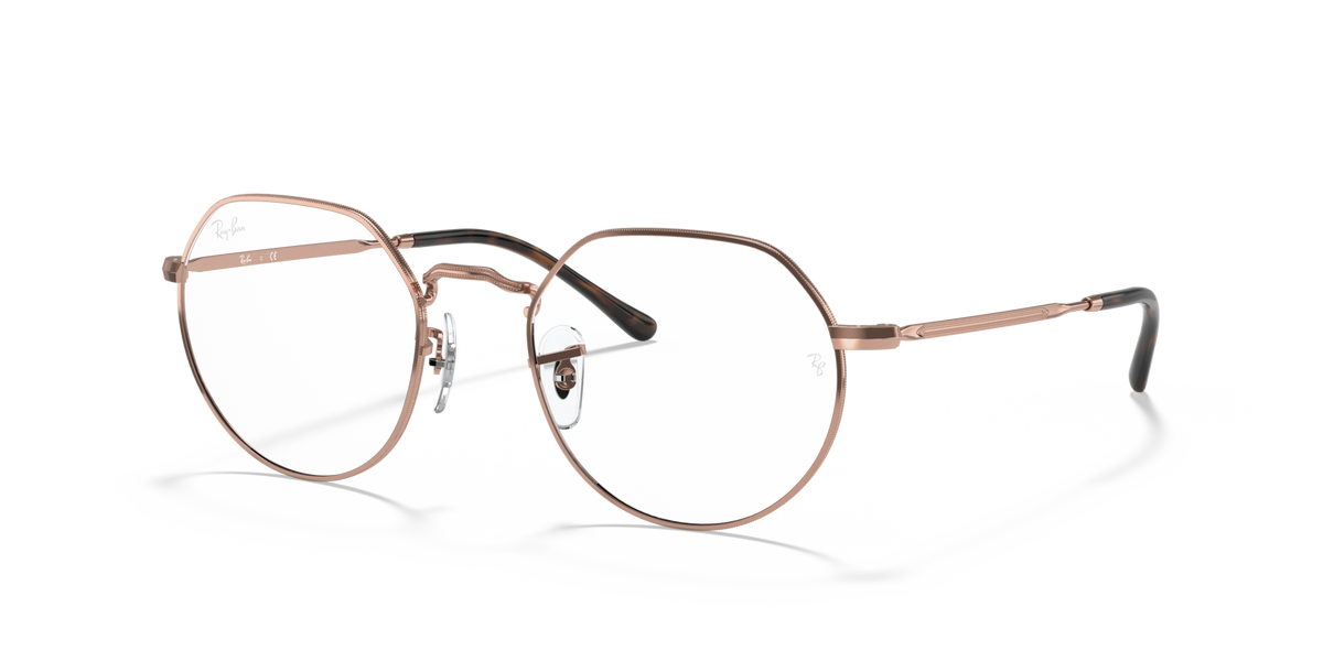 Ray-Ban prescription eyewear frames, round rose-gold metal with tortoise temples