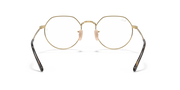 Front view of round eyeglass frames with rose-gold tone metal temples.