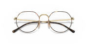 Ray-Ban prescription eyewear frames, round gold metal with black-tipped temples