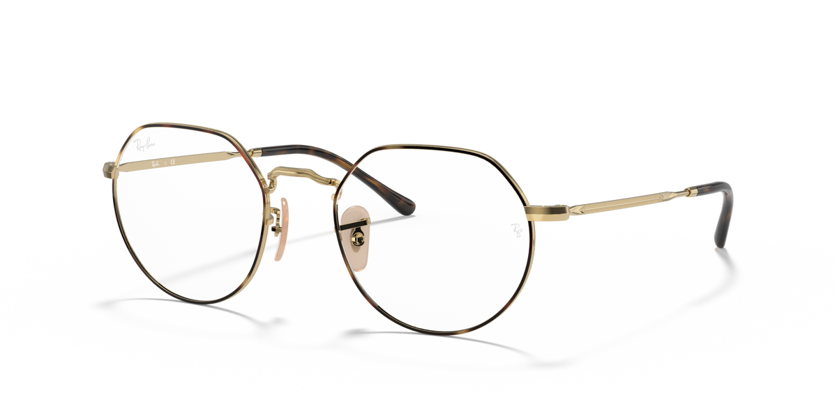 Round eyeglass frames with rose-gold tone front and dark tortoise-style arms.
