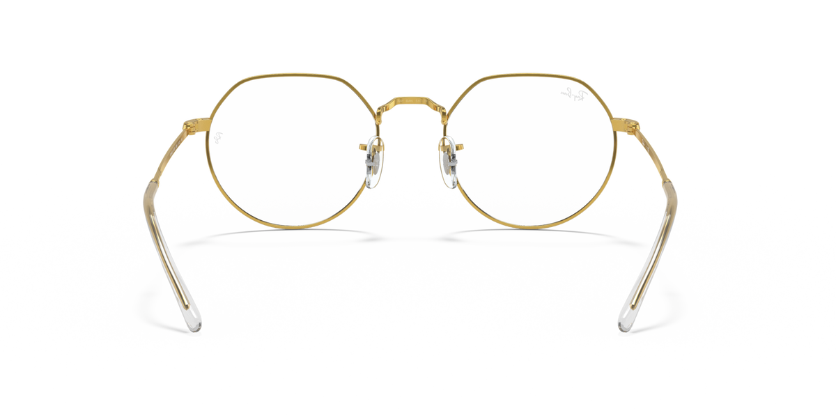 Ray-Ban RX6465 prescription frames, gold round metal, front view with bridge hardware
