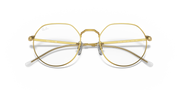 Ray-Ban RX6465 prescription frames, gold round metal, front view with exposed hinge