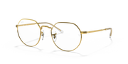 Ray-Ban RX6465 prescription frames, gold round metal with clear lenses, front view