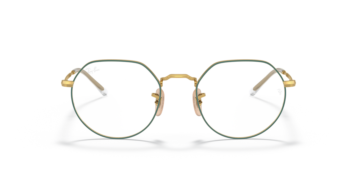 Ray-Ban round prescription eyewear frames, gold tone metal with clear lenses