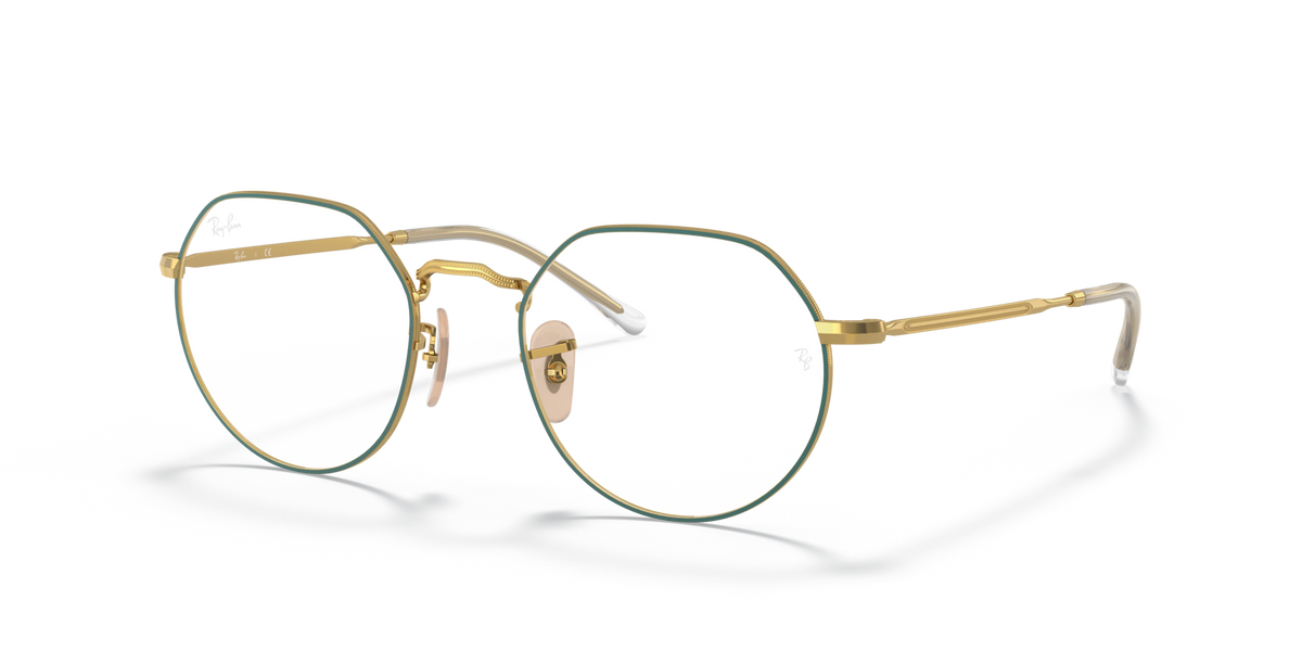 Ray-Ban round prescription eyewear frames, gold tone metal with white lenses