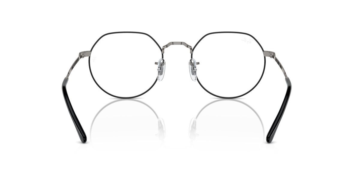 Prescription eyeglass frames, round lenses with matte gunmetal finish and dark temple tips