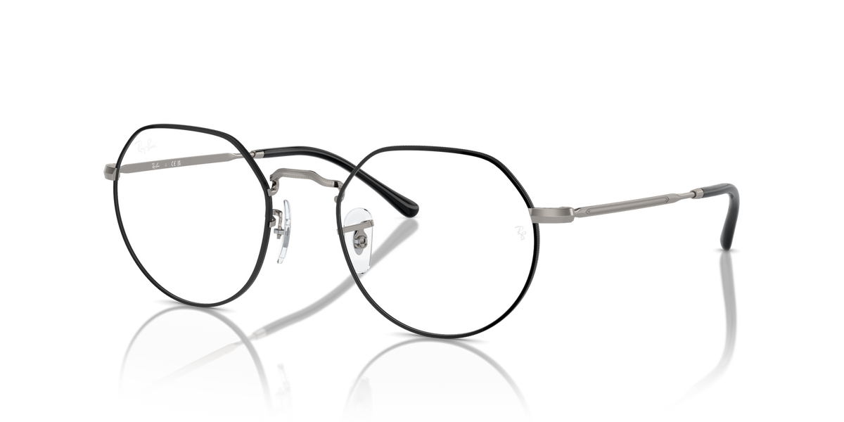 Prescription eyeglass frames, round lenses with gunmetal metal and black temples