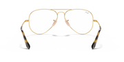 Gold aviator prescription eyewear frames with clear lenses and dark angled temples