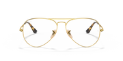 Gold aviator prescription eyewear frames with clear lenses and dark brow accents
