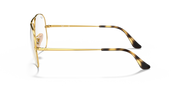 Gold aviator prescription eyewear frames, side view with clear lenses