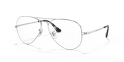 Silver aviator prescription eyewear frames with clear lenses and dark temple tips