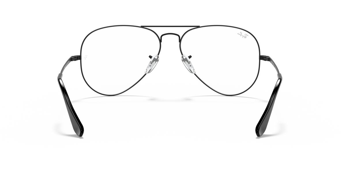 Black aviator prescription eyewear frames, front view with round lenses