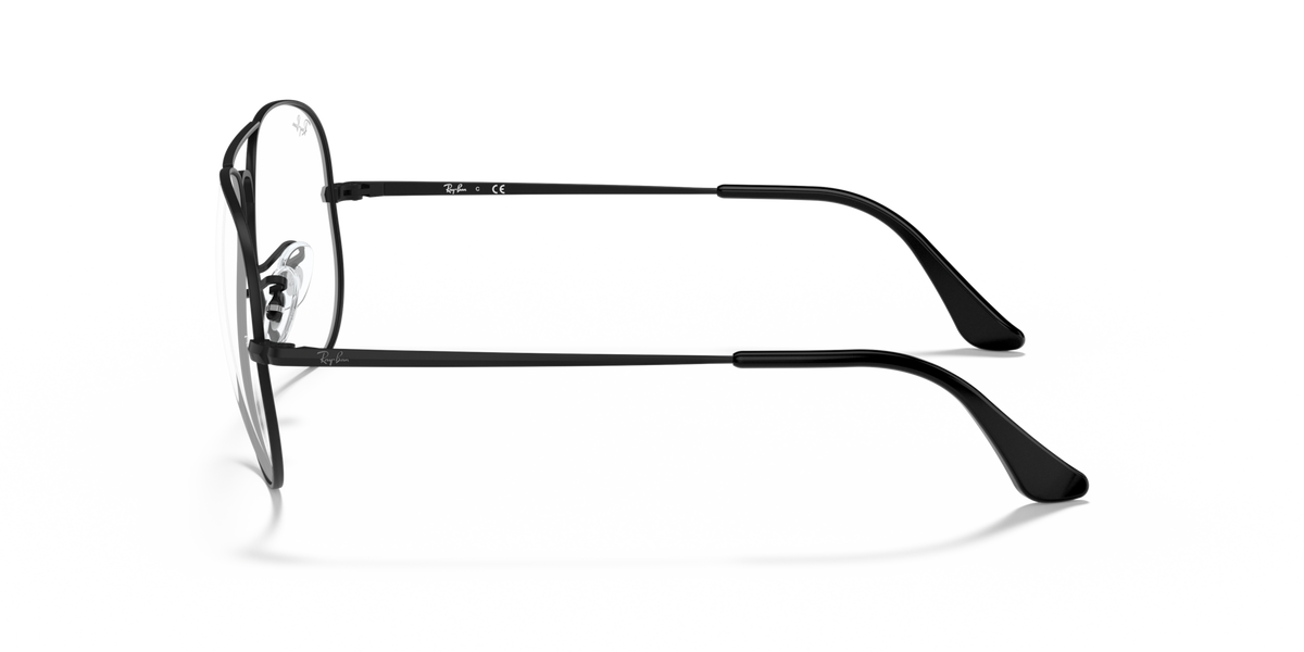 Black aviator prescription eyewear frames, side profile with slim metal temples